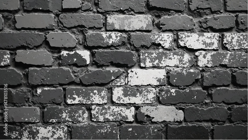 Black and white tone Brick wall background. A black and white brick wall texture with a grungy, distressed look.	
