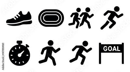 Running and athletics icon set