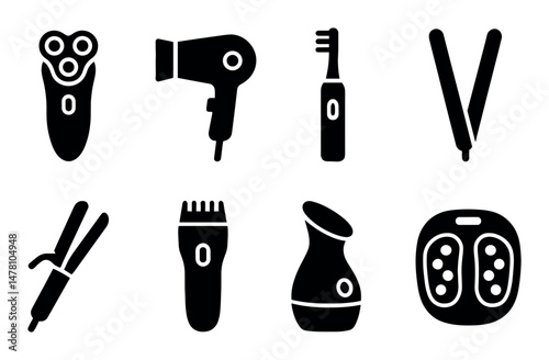 Personal care appliance silhouette icons
