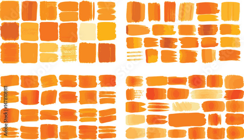 Abstract Grid Layout with Colorful Brushstrokes and Hand-Drawn Vector Doodles for Artistic Design Projects