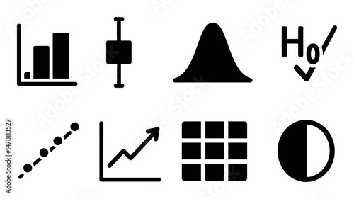 Statistical chart icons collection for data analysis and visualization