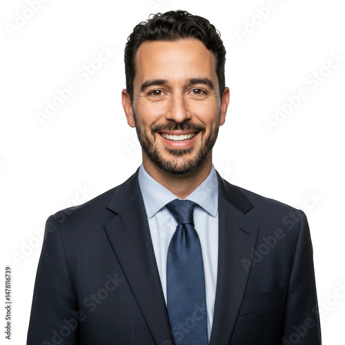 Smiling man in suit portrait isolated on transparent background