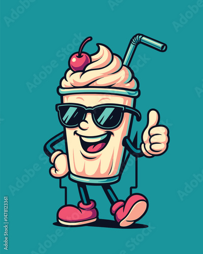 Happy Milkshake cartoon mascot character