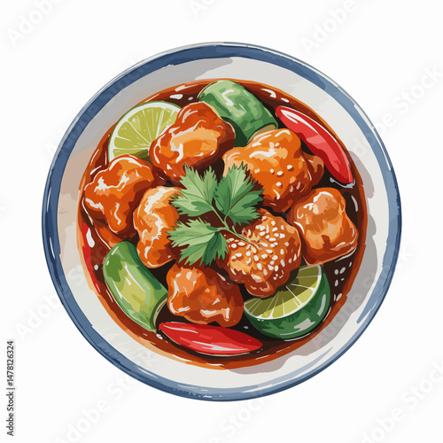 Sweet and Sour Meatballs with Lime and Greens