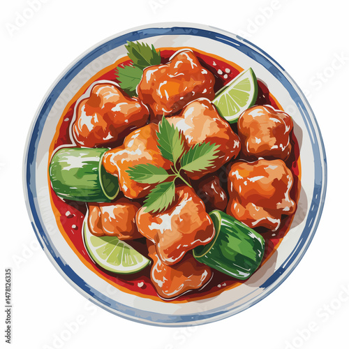 Sweet and Sour Meatballs with Lime and Greens