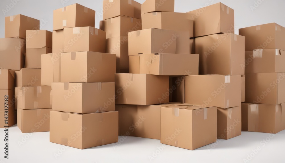 Several empty brown cardboard boxes, isolated on white , recycling, craft Several empty brown cardboard boxes, isolated on white , recycling, craft