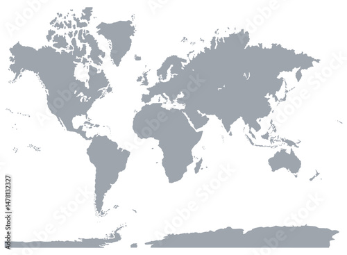 World map or mapa mundi on a white colored background without political division