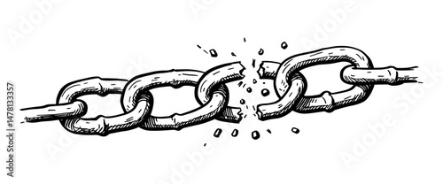 Hand-drawn illustration of broken chains symbolizing freedom