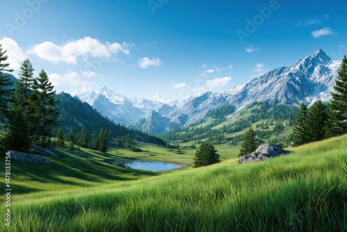 Wallpaper Mural Scenic alpine valley landscape panorama view Torontodigital.ca