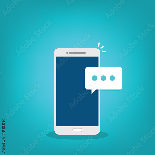 New message notification concept on smartphone. New email pop up. Incoming, open messaging. Chatting, mail, post, letter symbol, sign, emblem with new notification on phone or website