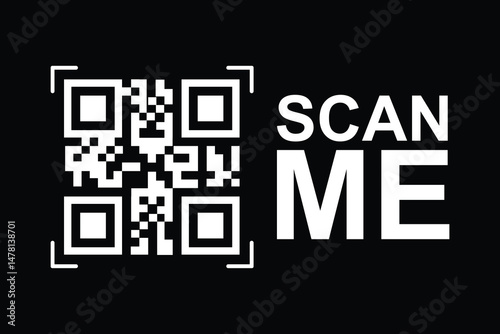 Minimalist black-and-white QR code graphic with "SCAN ME" text, framed by square brackets suggesting a scanner’s targeting area. Clean, direct design ideal for tech, marketing, or promotional content.
