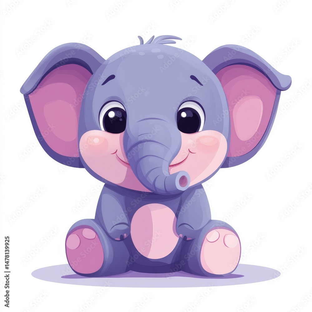 Illustration of Adorable Baby Elephant: A Cartoon Character So Charming Illustration of Adorable Baby Elephant: A Cartoon Character So Charming