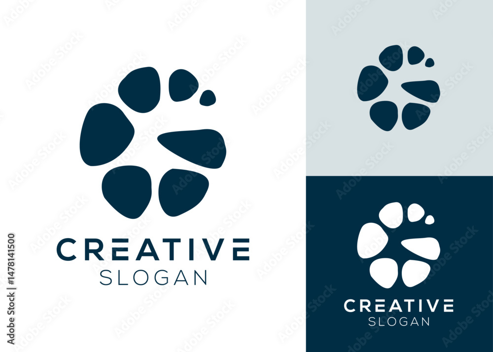 Obraz premium Abstract letter G with stone logo design for nature and objects