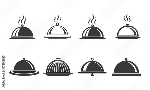 Silver Dome Food Service Icon – Elegant Culinary & Hospitality Symbol