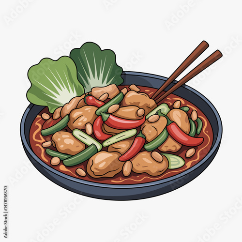 Kung Pao Chicken with Peanuts and Chili Peppers