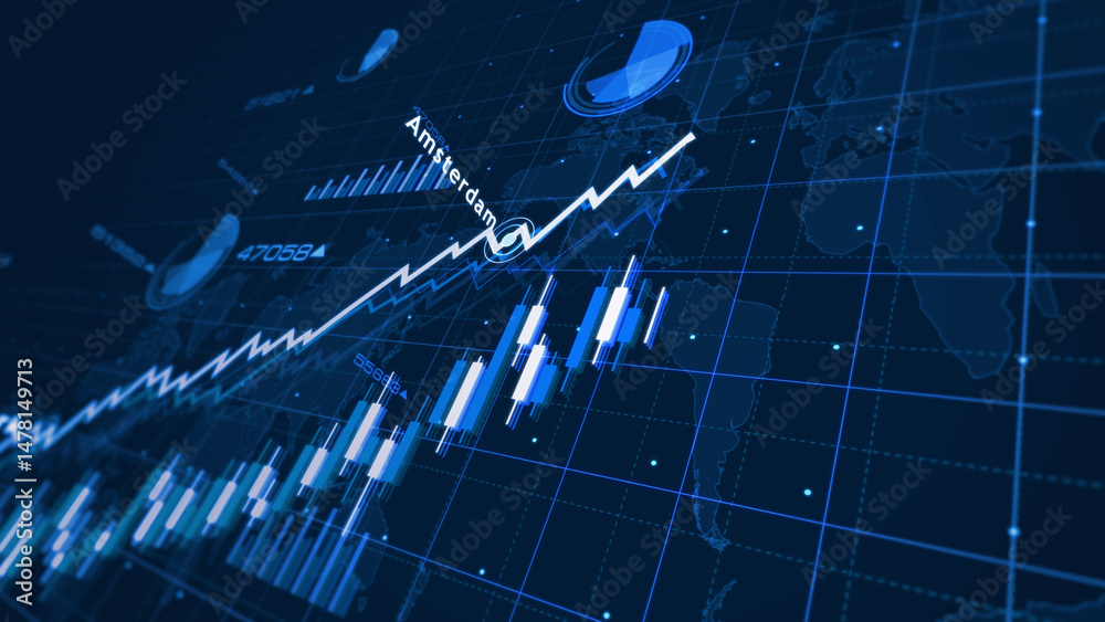 Stock exchange in the world charts and graphs diagram