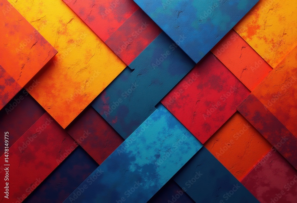 Fototapeta premium vibrant geometric shapes dynamic texture background colorful abstract art design, form, pattern, circle, square, triangle, polygon, cube, surface, artwork