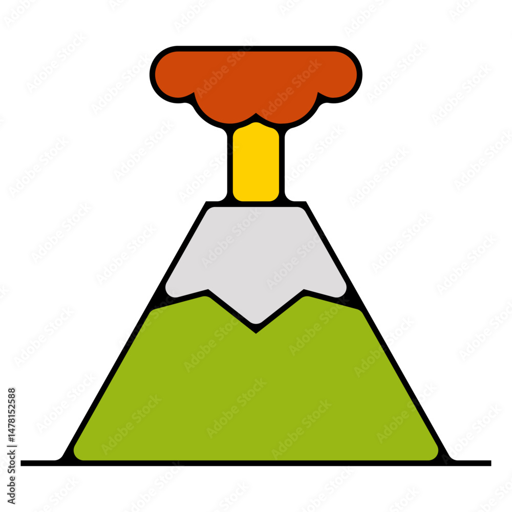 volcan erruption Icone pictogramme symbole signe environnement foret arbre nature couleur