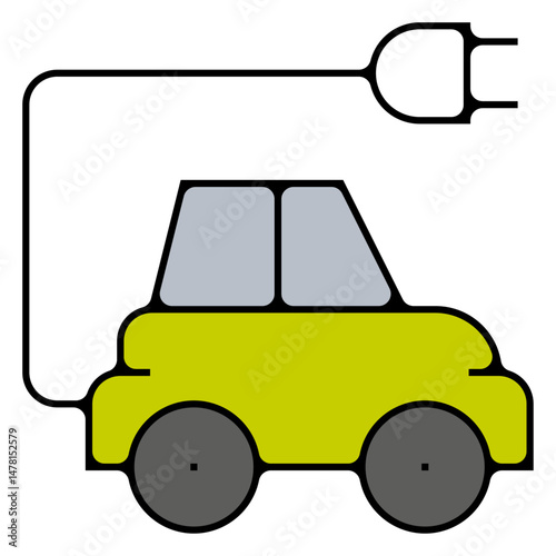 vehicule electrique voiture Icone pictogramme symbole signe environnement foret arbre nature couleur