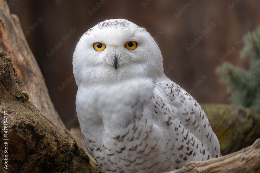Fototapeta premium Majestic Snowy Owl: Serene Portrait in Natural Habitat