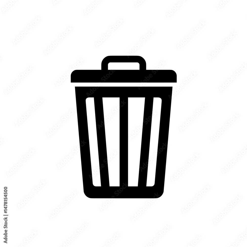 Black trash can silhouette on a white background Black trash can silhouette on a white background