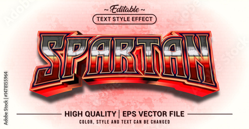 Editable text style effect - Spartan text style theme. Vector text style illustration template.