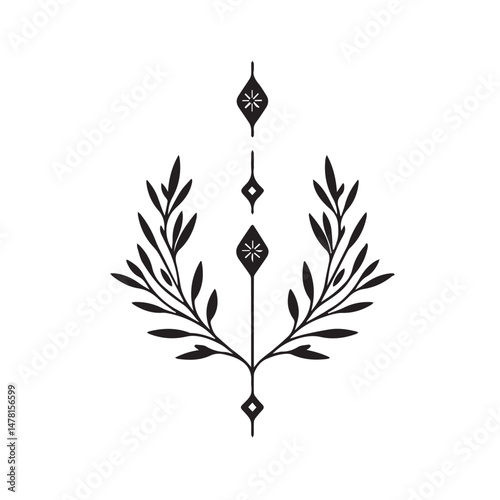 Abstract minimalist Boho floral art Logotype design
