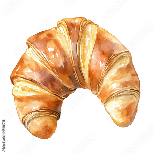 Croissant, watercolor illustration, isolated on a white background.