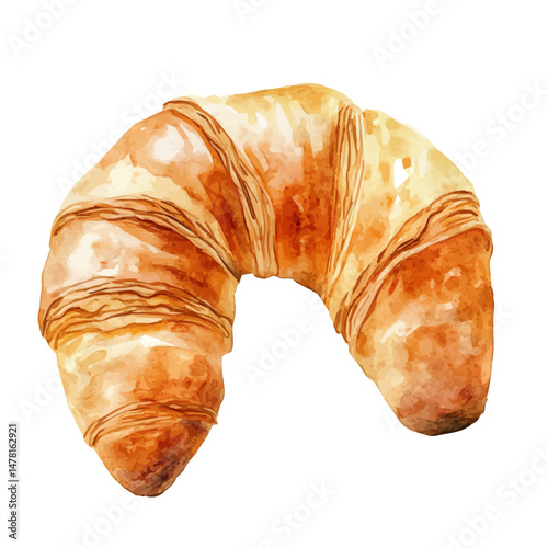 Croissant, watercolor illustration, isolated on a white background.