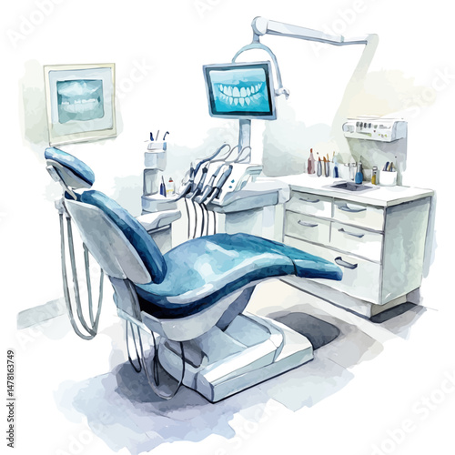 watercolor vector of Dentist, isolated on a white background.