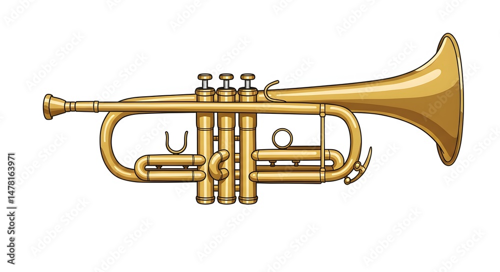 Obraz premium Single Gold Trumpet Musical Instrument 