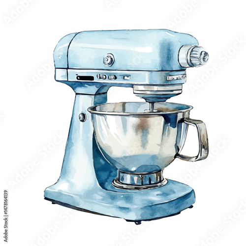 Mixer, watercolor illustration, isolated on a white background.