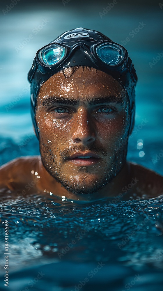 Fototapeta premium Concentrated swimmer in pool