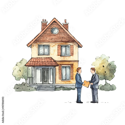 watercolor vector of Loan Approval, isolated on a white background.