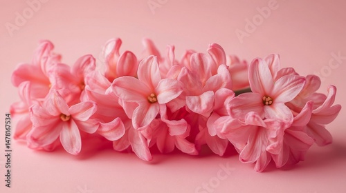 A bouquet of hyacinths in full bloom, characterized by soft colors and delicate petals, embodies the freshness of spring