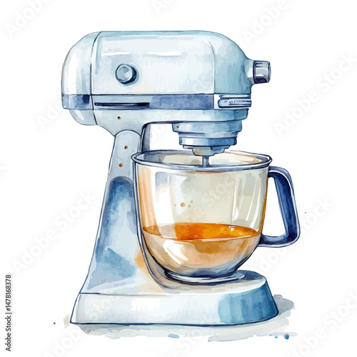 watercolor vector of Mixer, isolated on a white background.