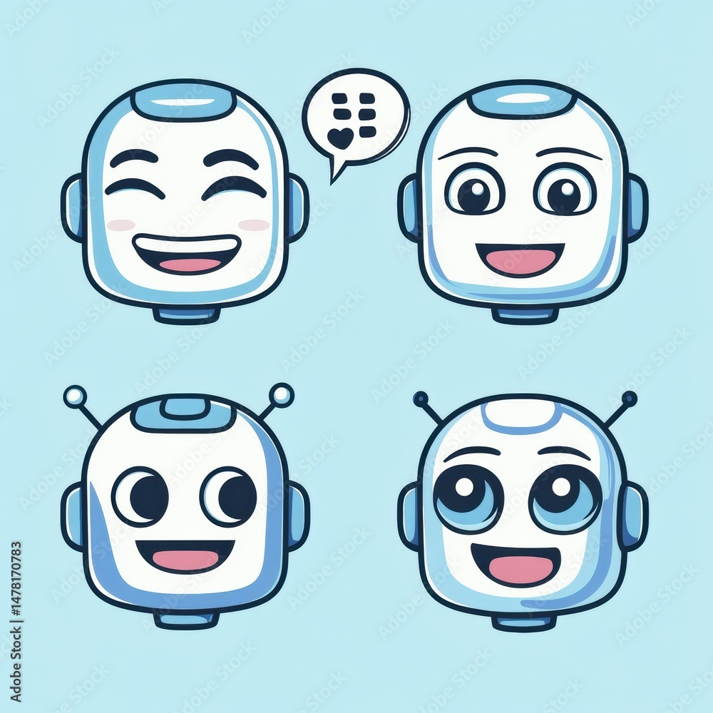 Fototapeta premium set of cartoon faces
