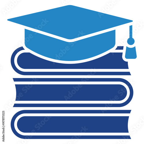 Graduation Cap dual tone blue color icon. Use for international literacy day, education theme and more. for print, UI, UX kit, web and app development..
