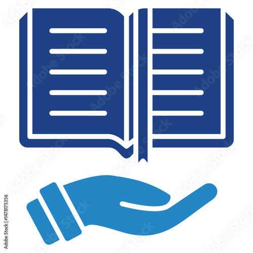 Literacy dual tone blue color icon. Use for international literacy day, education theme and more. for print, UI, UX kit, web and app development..