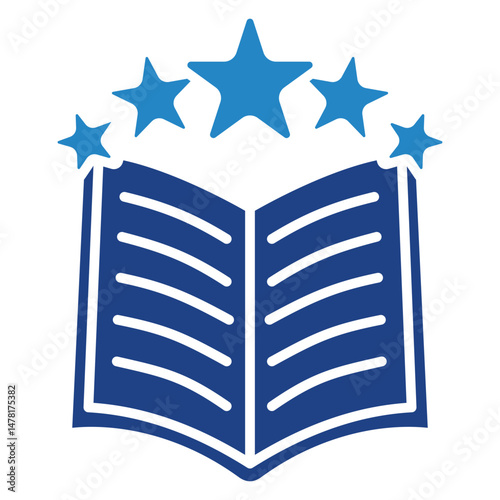 Ratings dual tone blue color icon. Use for international literacy day, education theme and more. for print, UI, UX kit, web and app development..