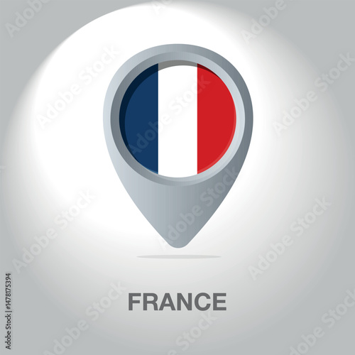 Vector illustration of the French flag inside the pin icon on the map. Symbolic location marker with the national colors of France (blue, white, red) on a white background. Free Download Vector illustration of the French flag inside the pin icon on the map. Symbolic location marker with the national colors of France (blue, white, red) on a white background. - GFXLoad