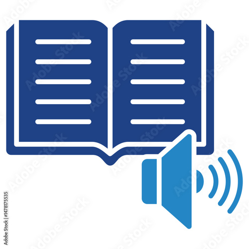 Read Aloud dual tone blue color icon. Use for international literacy day, education theme and more. for print, UI, UX kit, web and app development..