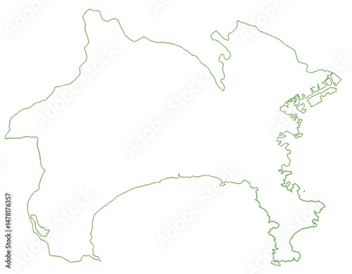 神奈川県　地図　白　イラスト