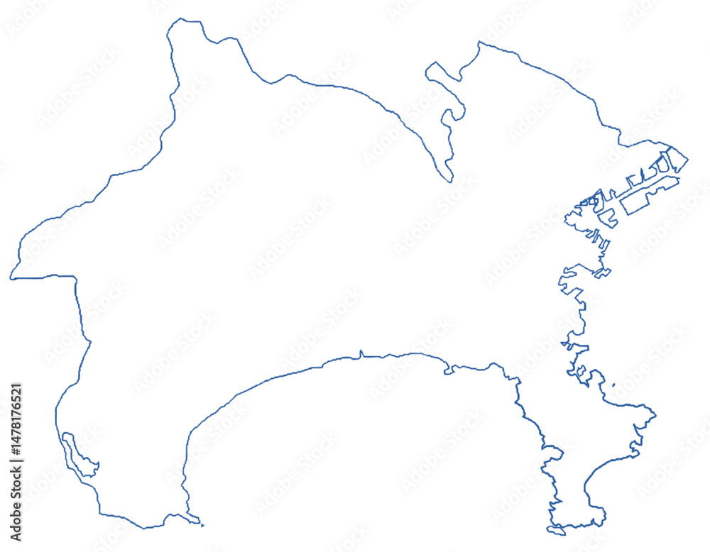 Obraz premium 神奈川県 地図 白 イラスト