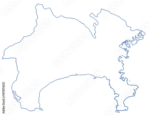 神奈川県　地図　白　イラスト