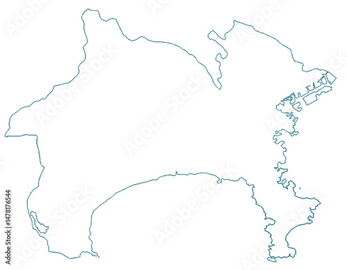 神奈川県　地図　白　イラスト