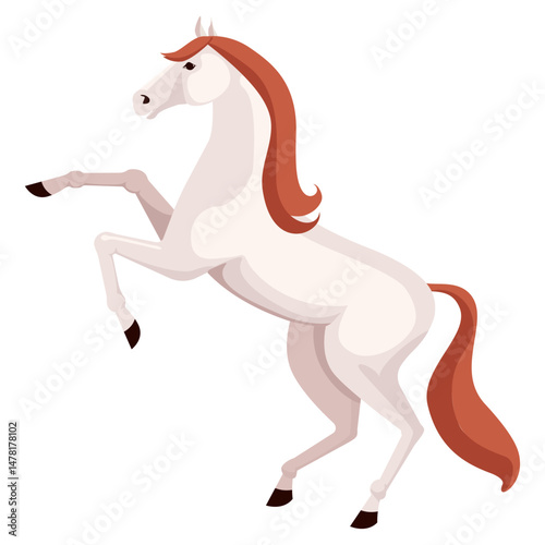 White horse with flowing mane standing proudly