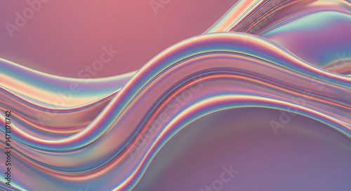 Iridescent Liquid Metal Flow Abstract Background