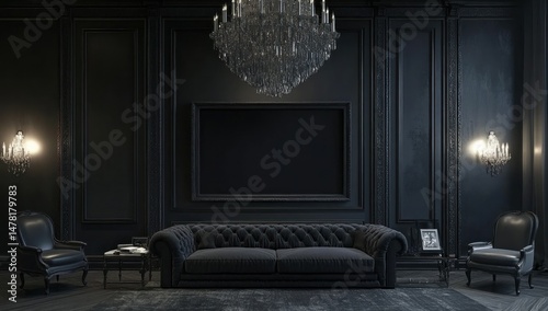 Opulent Black Interior Design: A Dark and Luxurious Living Room