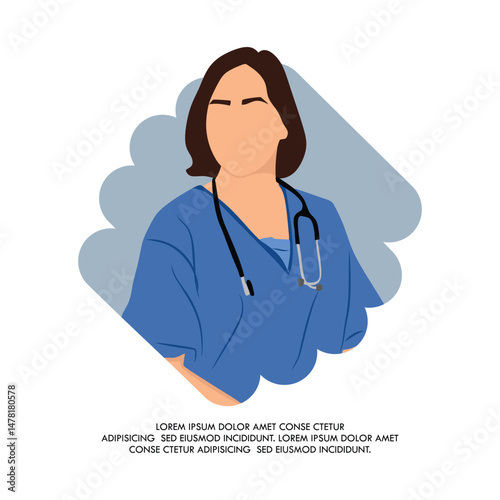 A woman doctor with a stethoscope, or blue background. A doctor in a medical uniform. Family doctor. Medical worker, paramedic. and banner of National Doctors Day.